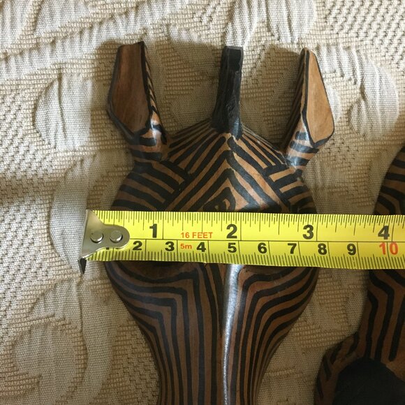 Two Small Hand Crafted Wooden African Zebra Masks - Picture 5 of 8
